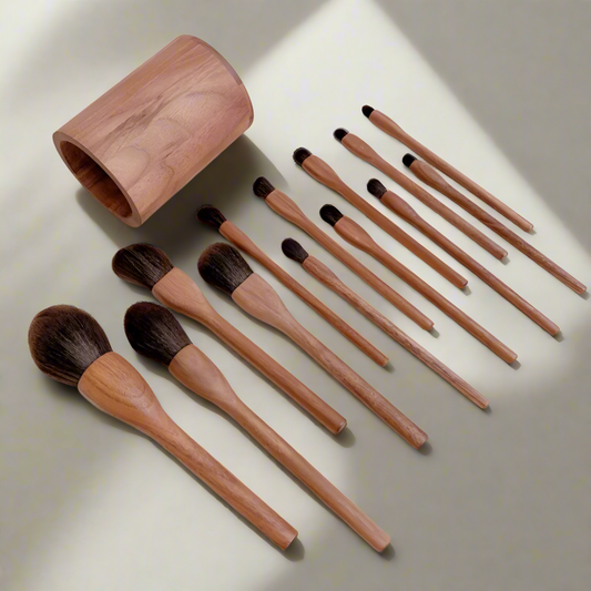 13-Piece Wooden Makeup Brush Set