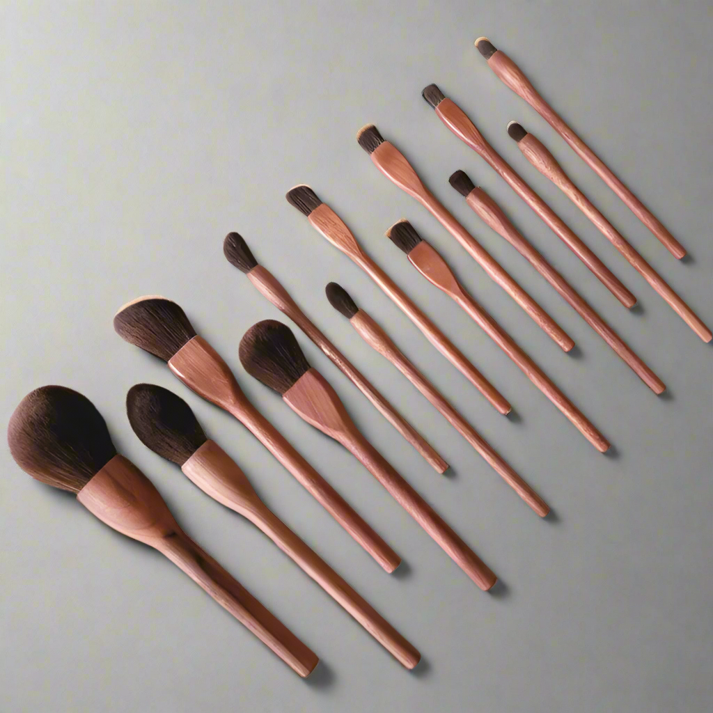 13-Piece Wooden Makeup Brush Set